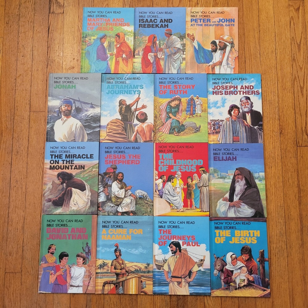 Grolier 15 Book Set Now You Can Read Bible Stories Vintage 1983 Hardcover Gift